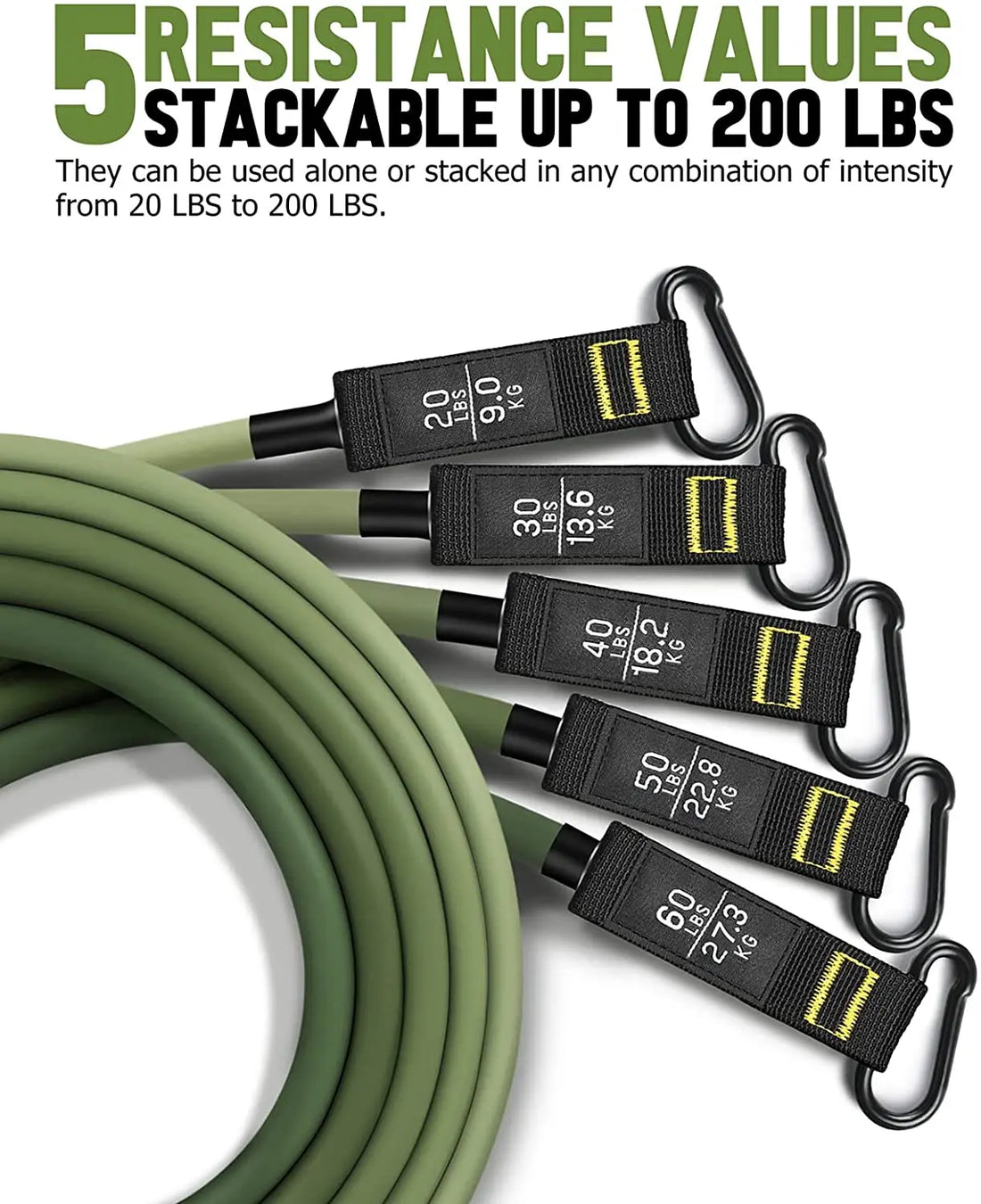 5-Piece Resistance Band Set with Door Anchor, Handles, and Straps